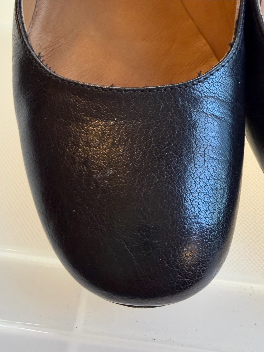 ISABEL MARANT ÉTOILE Louanne Black Leather Wood Block Mary Jane Heels Size 38 - Picture 10 of 15